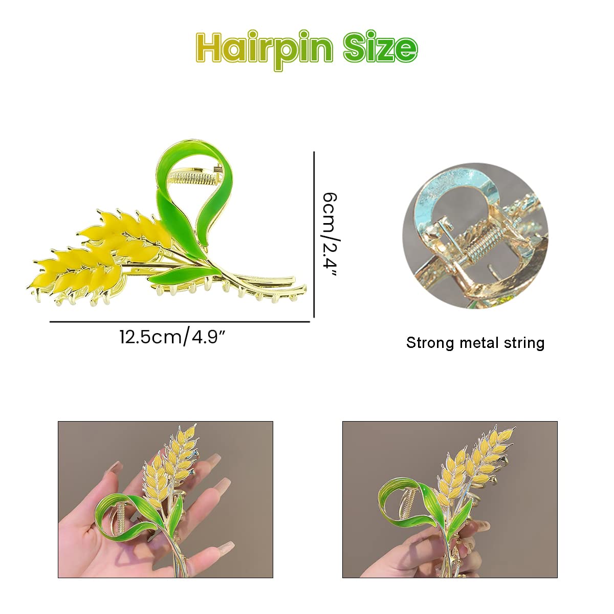PALAY Hair Claw Clips for Women, Gold Wheat Large Clutcher for Women Girls Bun Hair Clip Metal Strong Hold Hair Jaw Clips Styling Clamps, Stylish Hair Accessories for Medium Thick Hair PALAY Hair Claw Clips for Women, Gold Wheat Large Clutcher for Women Girls Bun Hair Clip Metal Strong Hold Hair Jaw Clips Styling Clamps, Stylish Hair Accessories for Medium Thick Hair